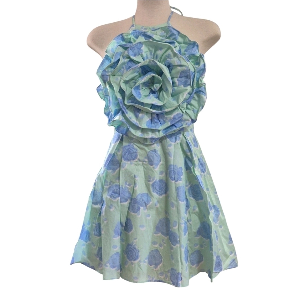 Glamorous Mint Green With Florals Sun Dress US6(UK10)